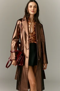 Avec Les Filles Metallic Trench Coat