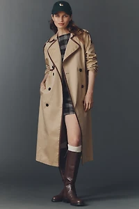 Avec Les Filles Faux-Leather Piped Trench Coat