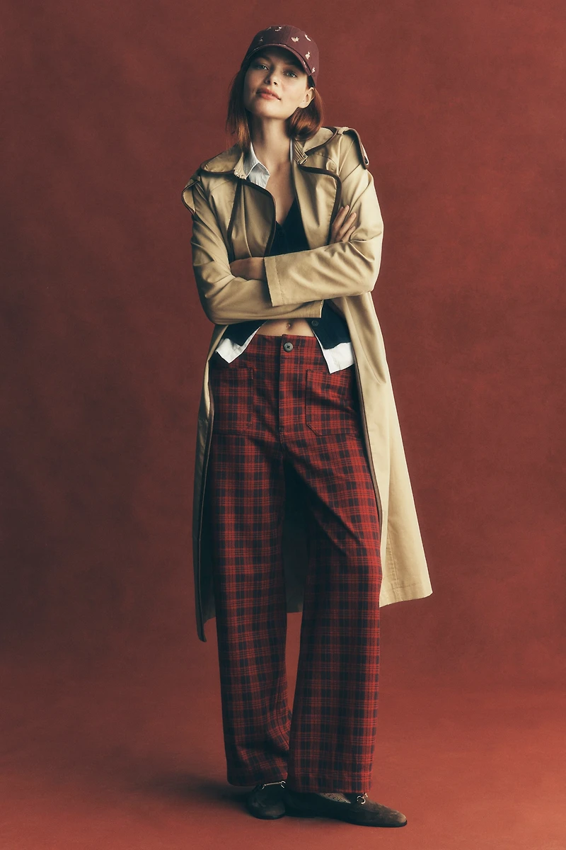 Avec Les Filles Faux-Leather Piped Trench Coat