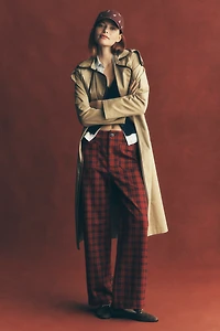 Avec Les Filles Faux-Leather Piped Trench Coat