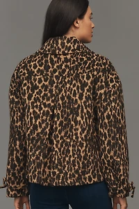 Avec Les Filles Bow-Sleeve Leopard Jacket