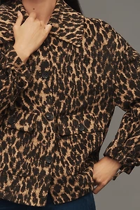 Avec Les Filles Bow-Sleeve Leopard Jacket