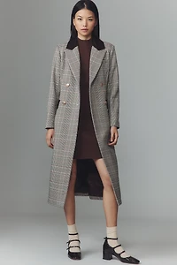Avec Les Filles Double-Breasted Plaid Tailored Coat