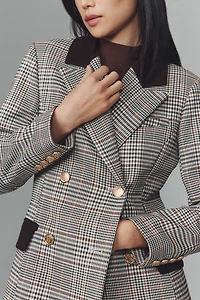 Avec Les Filles Double-Breasted Plaid Tailored Coat