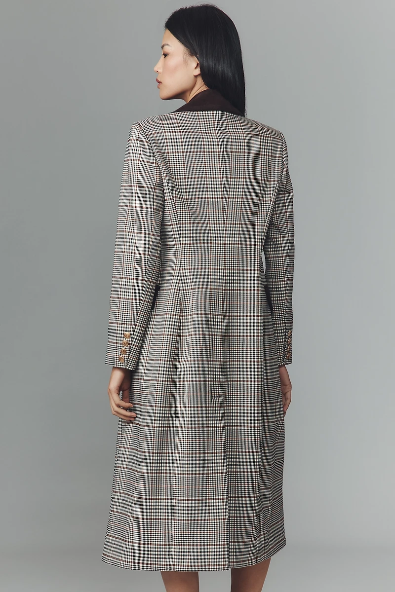 Avec Les Filles Double-Breasted Plaid Tailored Coat
