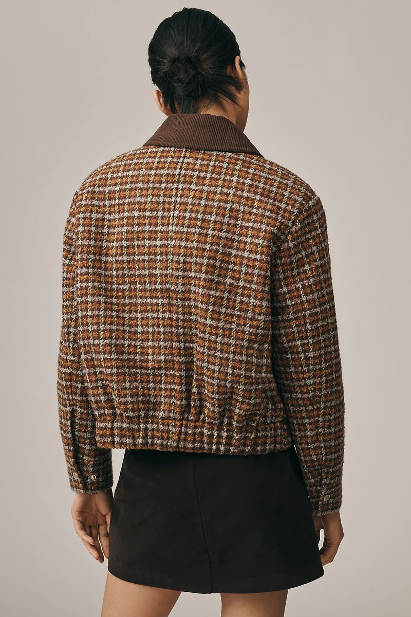 Avec Les Filles Oversized Plaid Bomber Jacket