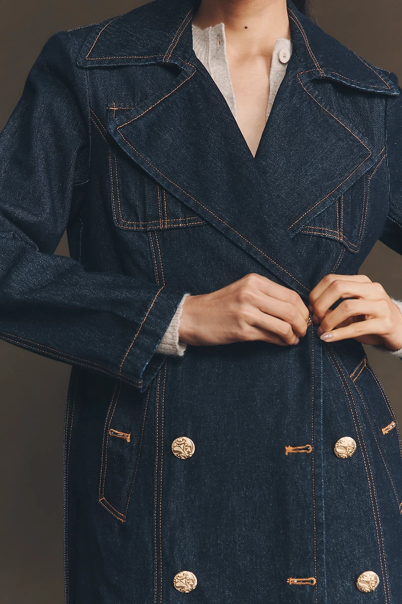 Avec Les Filles Belted Utility Denim Trench Coat