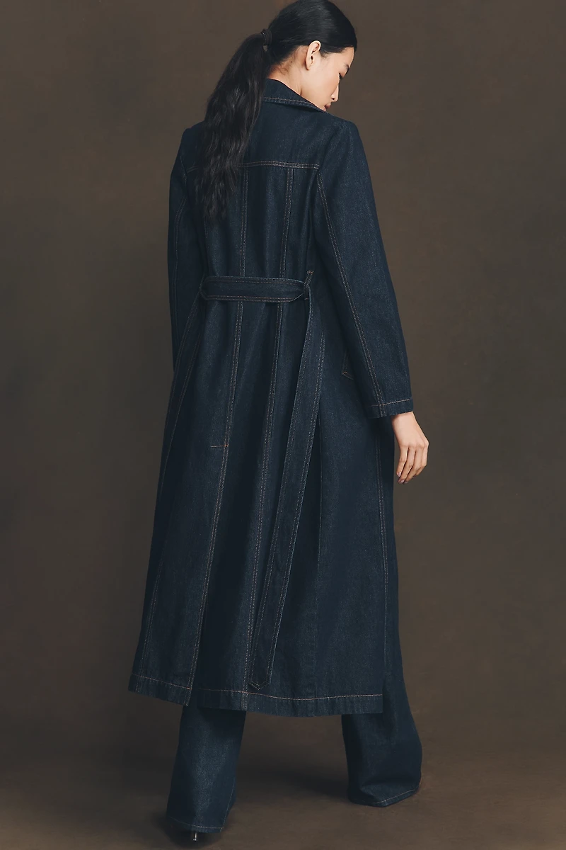 Avec Les Filles Belted Utility Denim Trench Coat