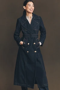 Avec Les Filles Belted Utility Denim Trench Coat