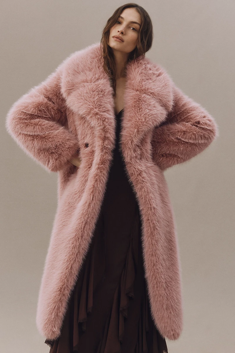 Avec Les Filles Faux Fur Long Coat