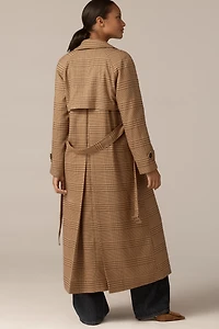 Avec Les Filles Plaid Belted Trench Coat