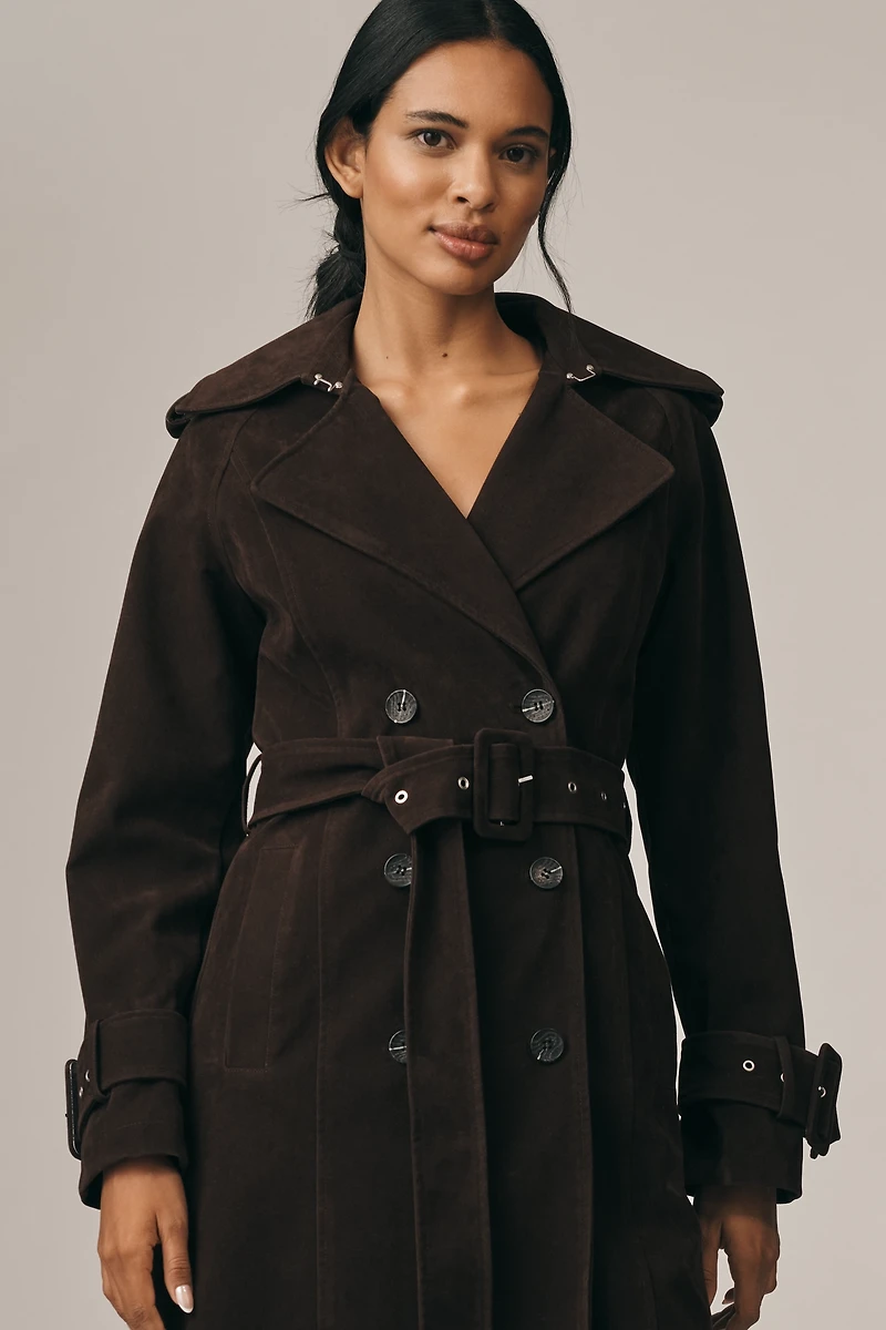 Avec Les Filles Faux-Suede Trench Coat