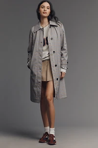 Avec Les Filles Long Gingham Trench Coat