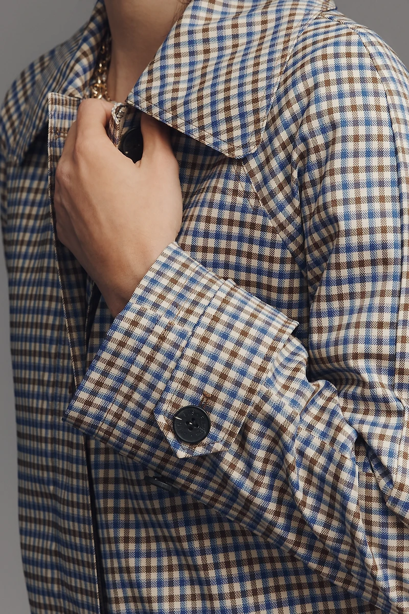 Avec Les Filles Long Gingham Trench Coat