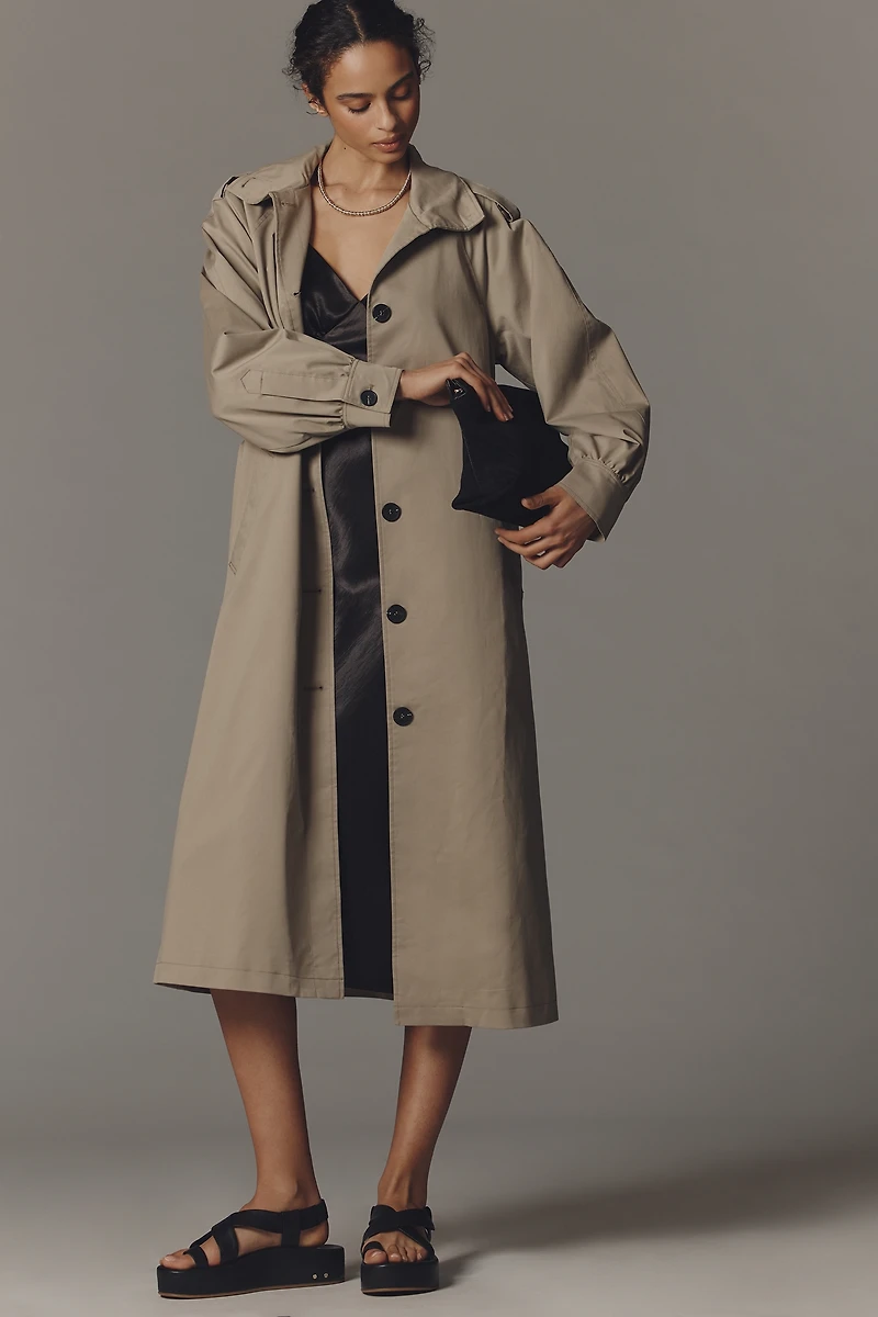 Avec Les Filles Funnel-Neck Mid-Length Trench Coat