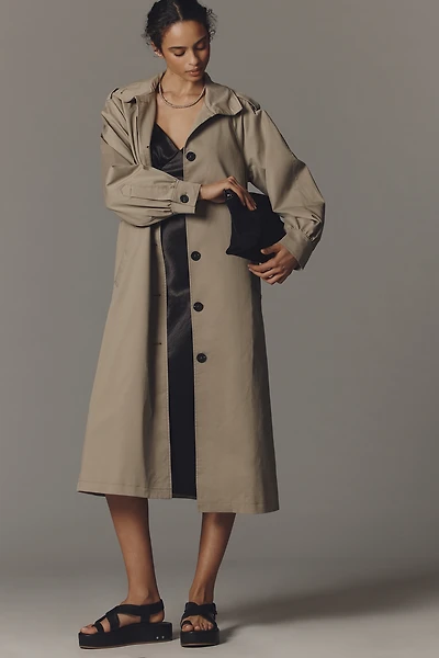 Avec Les Filles Funnel-Neck Mid-Length Trench Coat