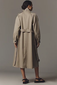 Avec Les Filles Funnel-Neck Mid-Length Trench Coat