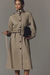 Avec Les Filles Funnel-Neck Mid-Length Trench Coat