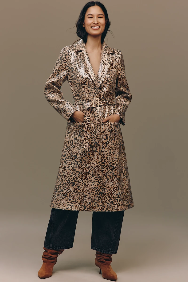 Hutch Hana Sequin Leopard Belted Coat