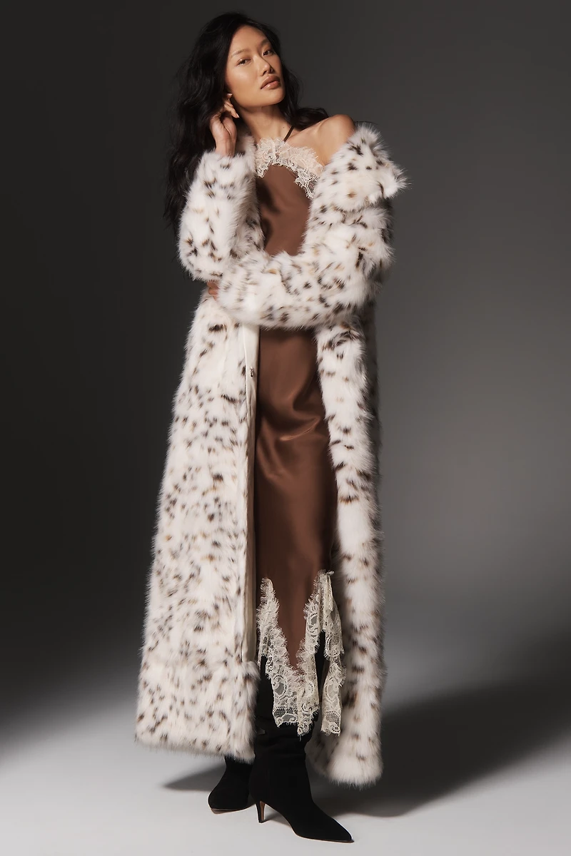 APPARIS Gabrielle Snow Leopard Faux-Fur Coat