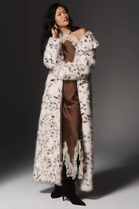 APPARIS Gabrielle Snow Leopard Faux-Fur Coat