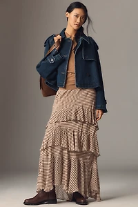 Closed Cropped Denim Trench Coat
