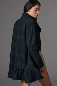 By Anthropologie Flounce Hem Wool Blend Peacoat