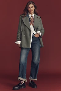 By Anthropologie Wool Blend Military Peacoat