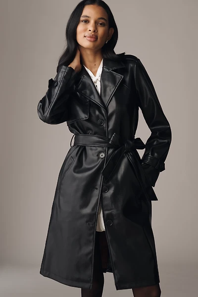 NVLT Faux-Leather Trench Coat