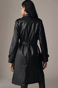 NVLT Faux-Leather Trench Coat