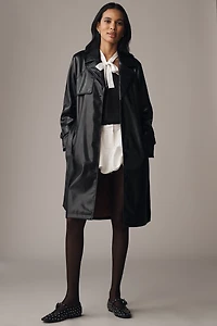 NVLT Faux-Leather Trench Coat
