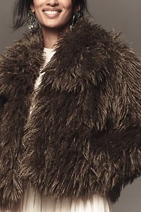 NVLT Crop Fringe Faux-Fur Coat
