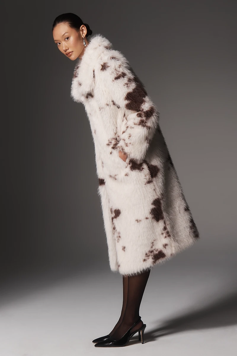 NVLT Faux-Fur Cow Print Coat