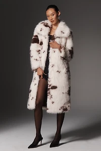 NVLT Faux-Fur Cow Print Coat