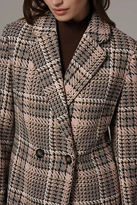 Ellen Tracy Plaid Tweed Double-Breasted Coat