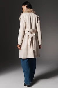 Ellen Tracy Faux Fur Collar Wrap Coat