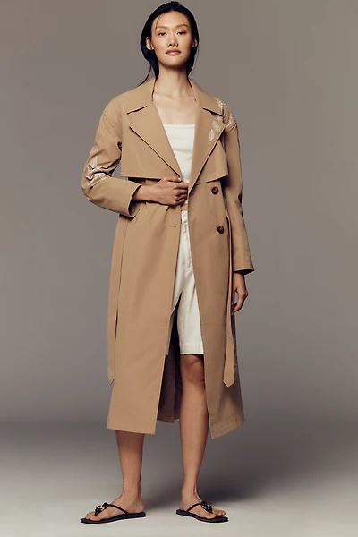 NVLT Longline Embroidered Trench Coat