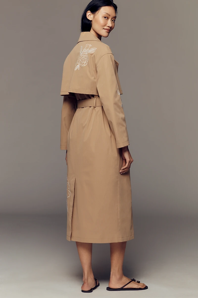 NVLT Longline Embroidered Trench Coat