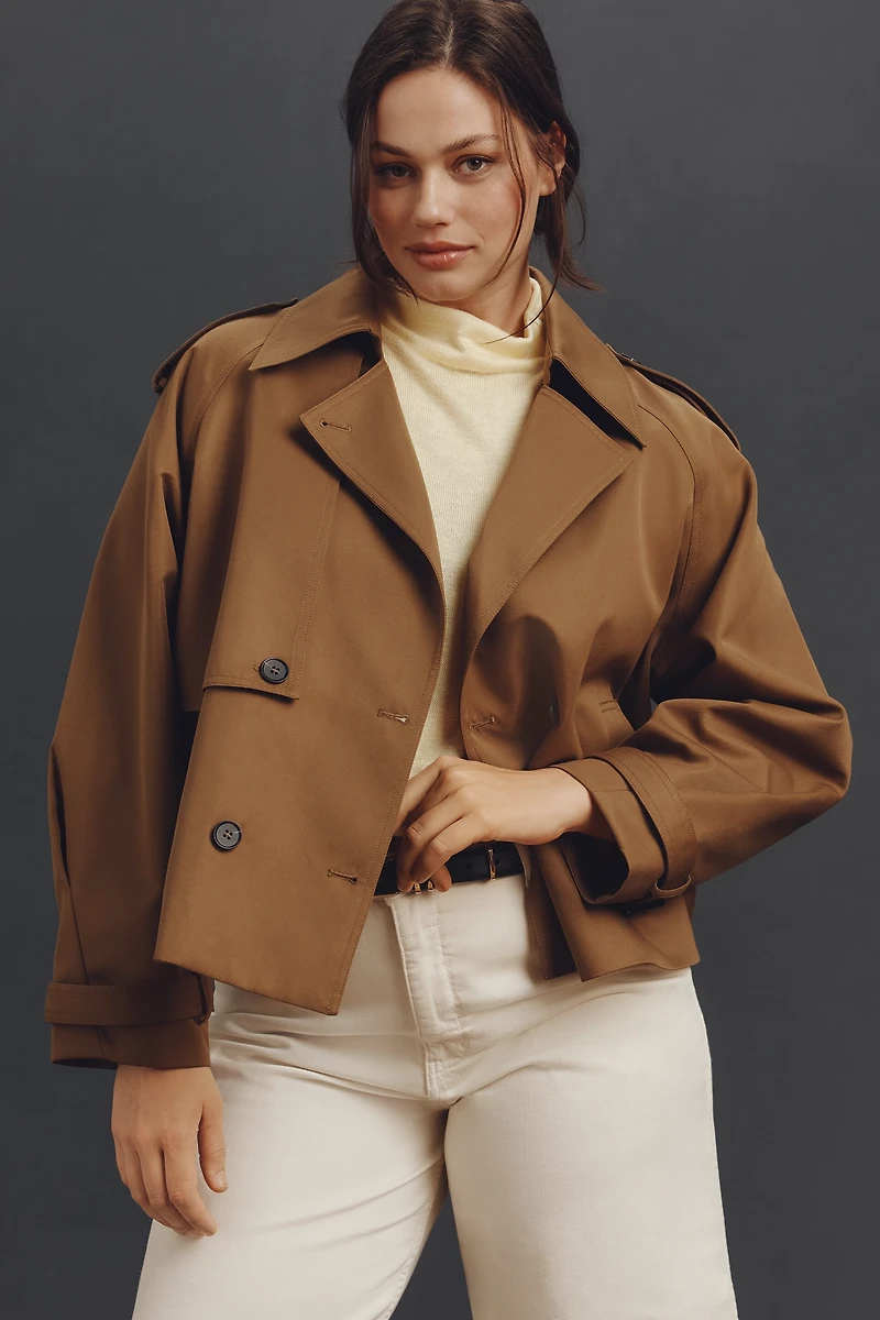 By Anthropologie Crop Trench Coat