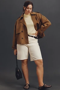 By Anthropologie Crop Trench Coat
