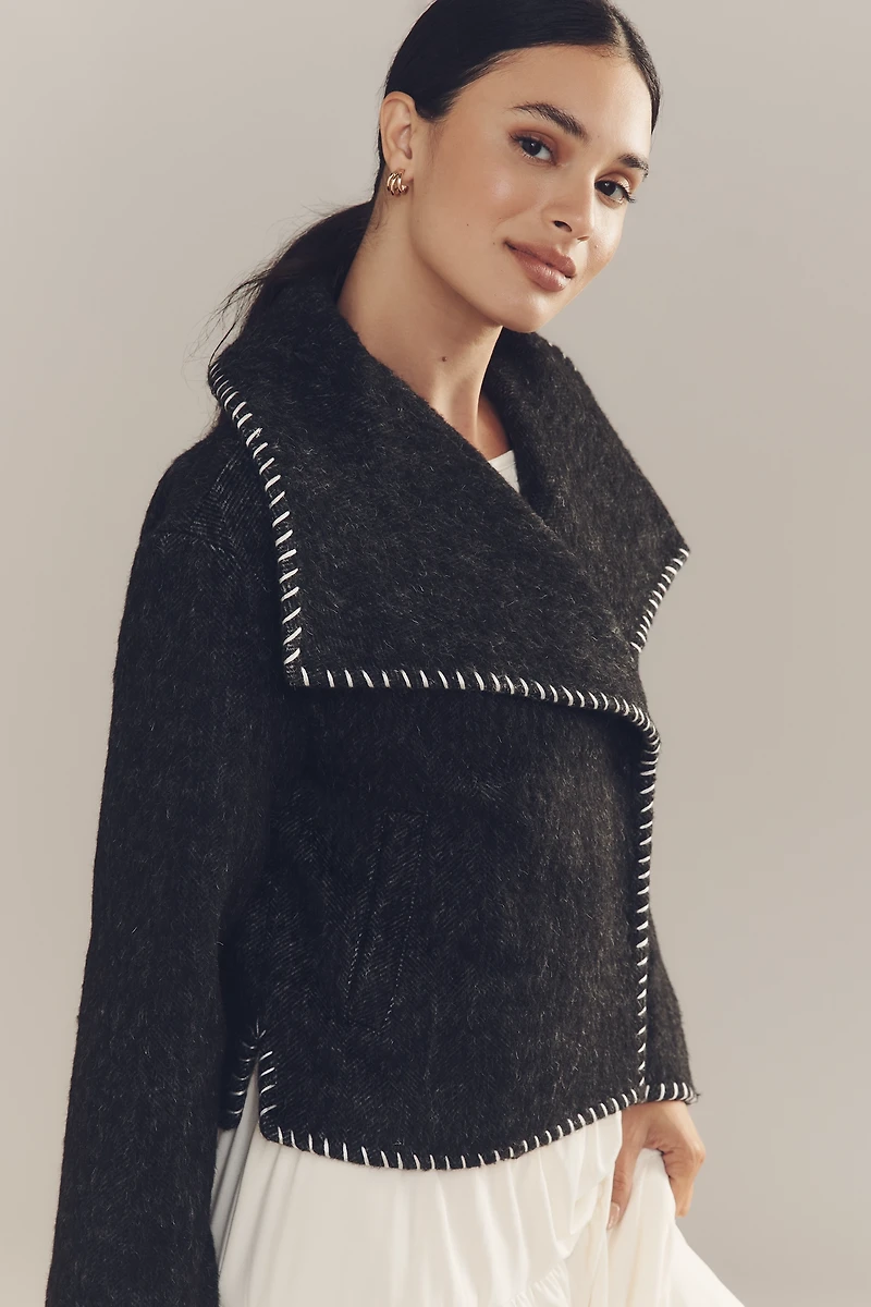 By Anthropologie Wool Blend Collared Jacket