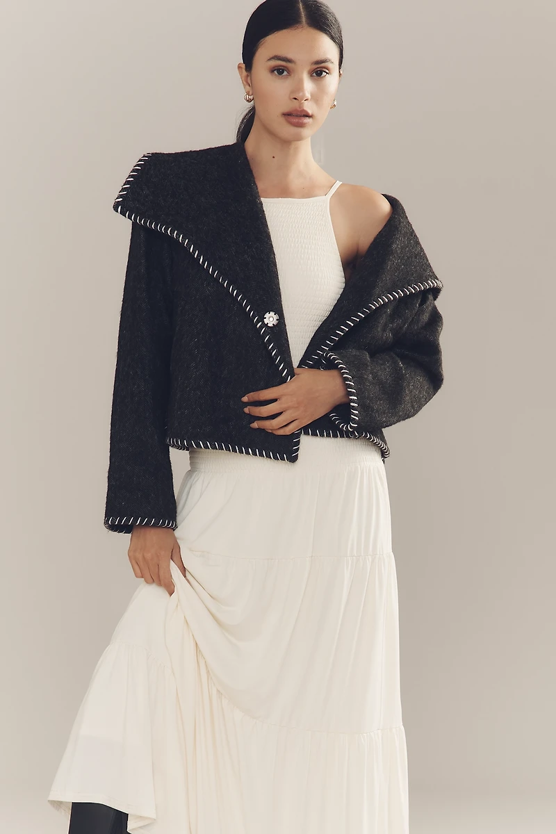 By Anthropologie Wool Blend Collared Jacket