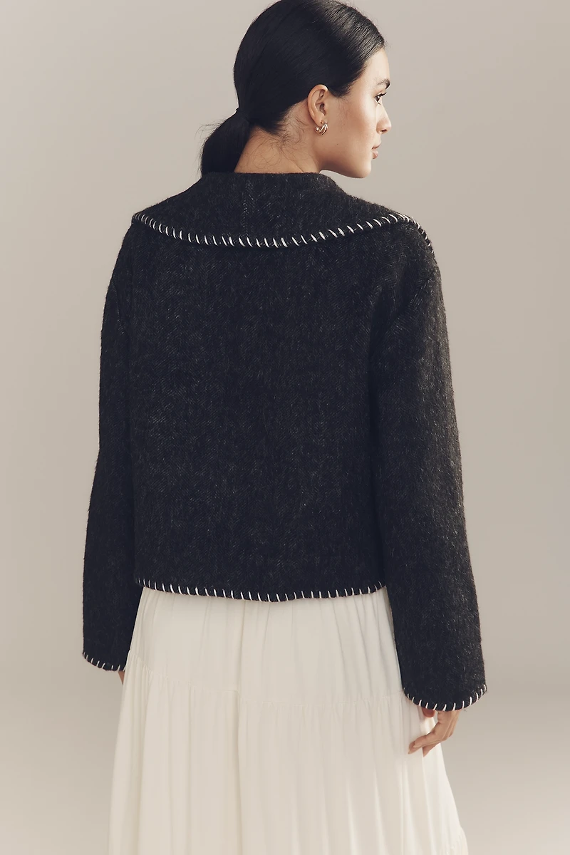 By Anthropologie Wool Blend Collared Jacket