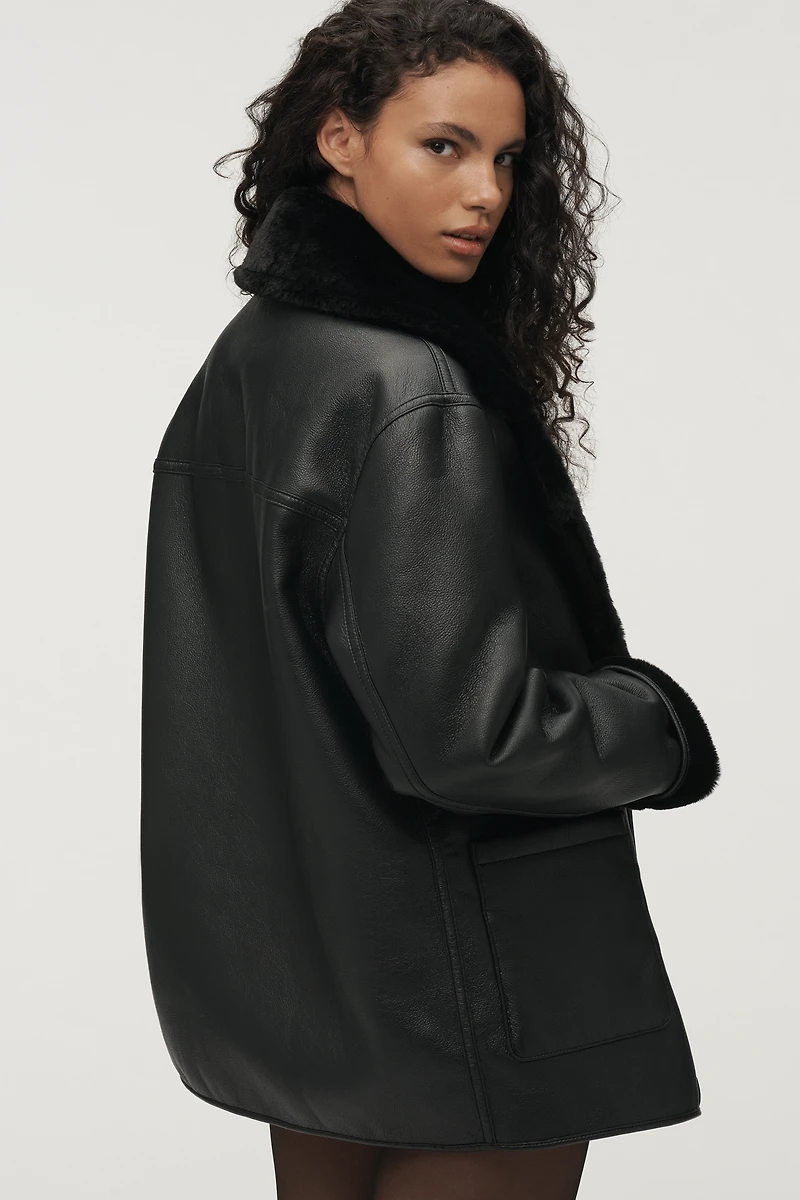 By Anthropologie Faux-Shearling Reversible Coat