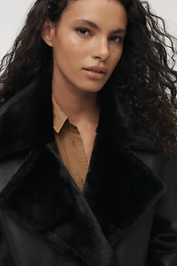 By Anthropologie Faux-Shearling Reversible Coat