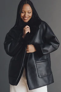 By Anthropologie Faux-Shearling Reversible Coat