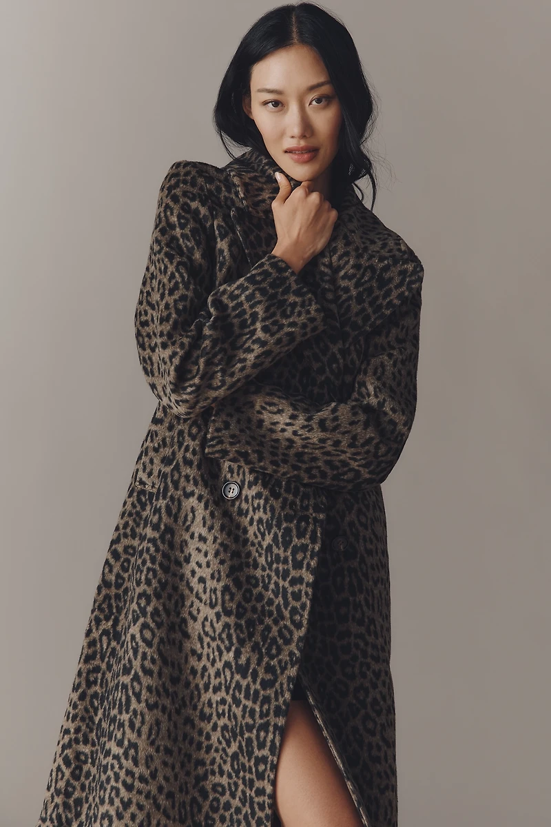 Maeve Leopard Wool Blend Coat