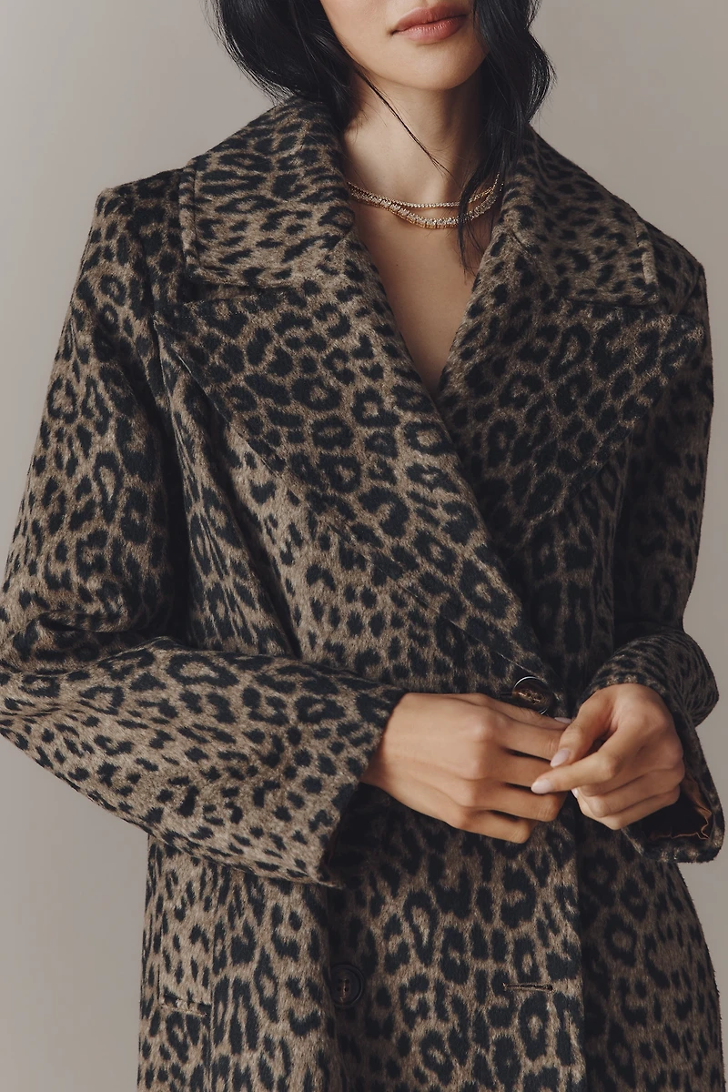 Maeve Leopard Wool Blend Coat
