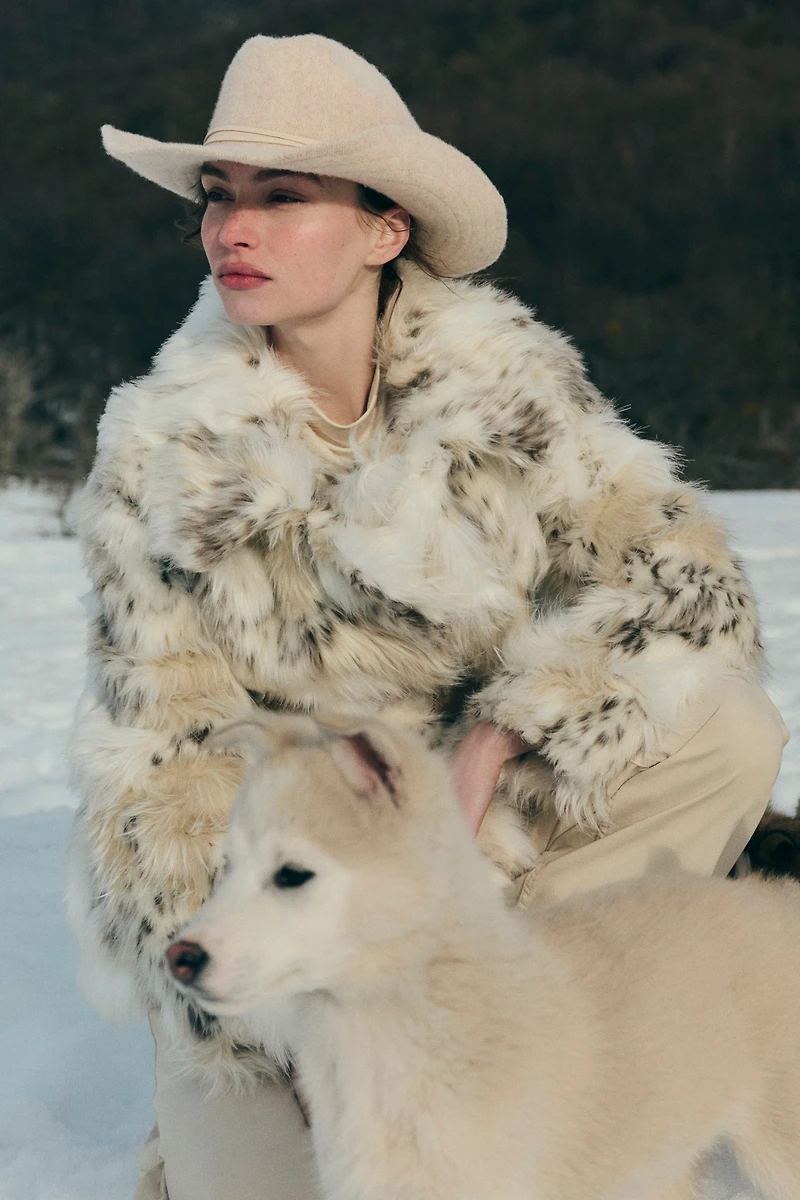 Pilcro Shaggy Faux Fur Coat