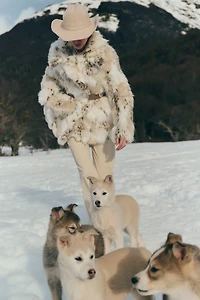 Pilcro Shaggy Faux Fur Coat